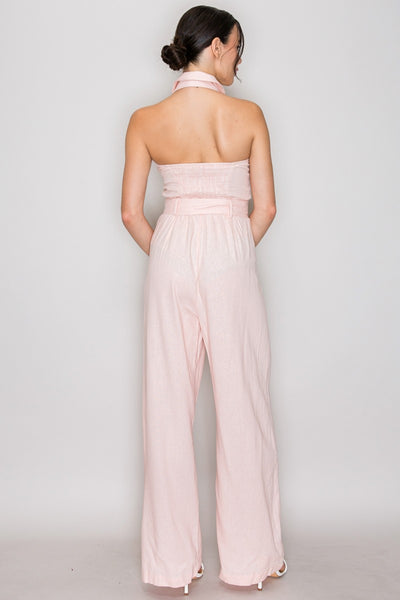 Jumpsuit rosa lino
