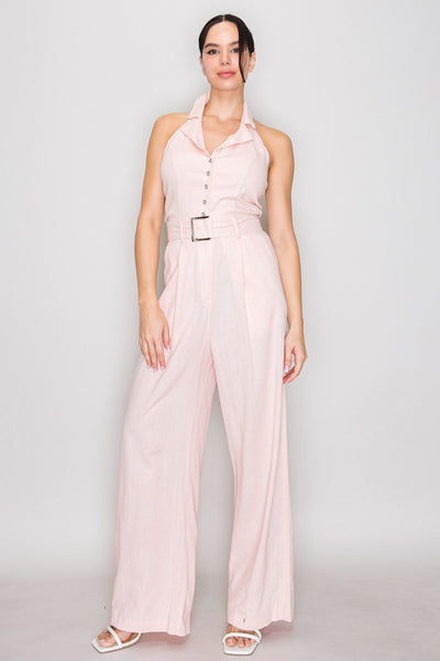 Jumpsuit rosa lino