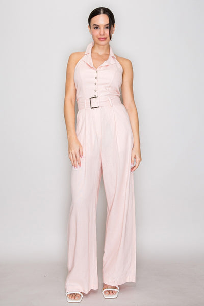 Jumpsuit rosa lino