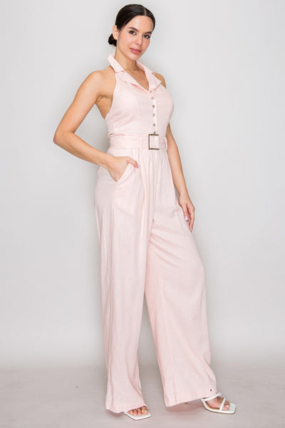 Jumpsuit rosa lino