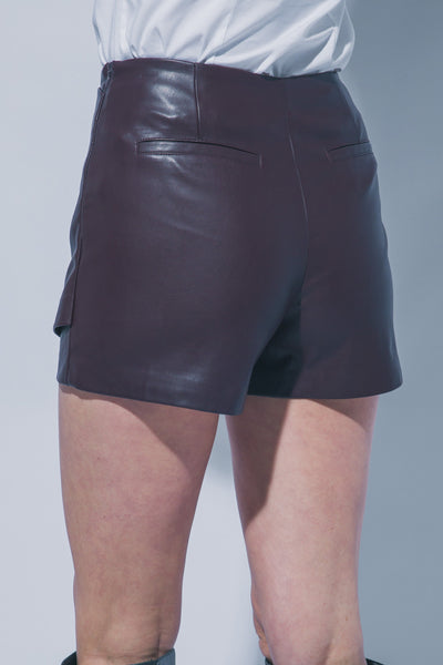 Falda shorts vino piel
