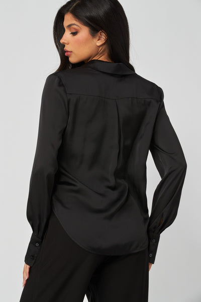 Blusa negra satín