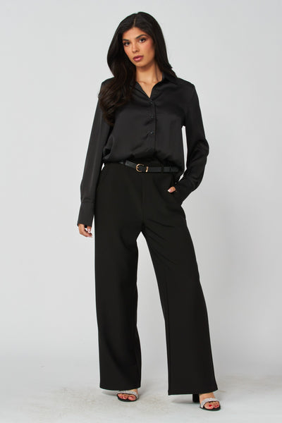 Blusa negra satín