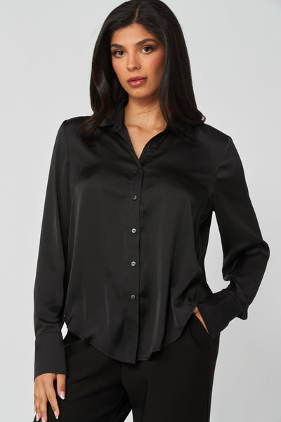 Blusa negra satín