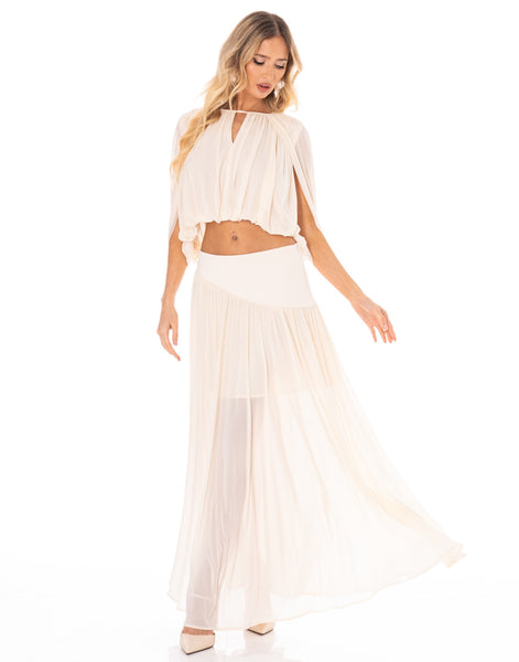 Conjunto beige falda