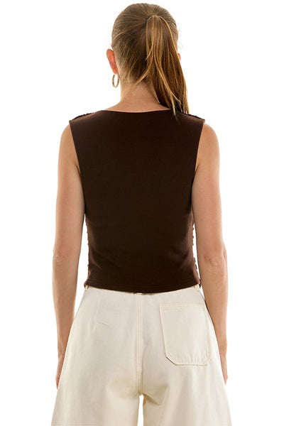 Blusa café halter