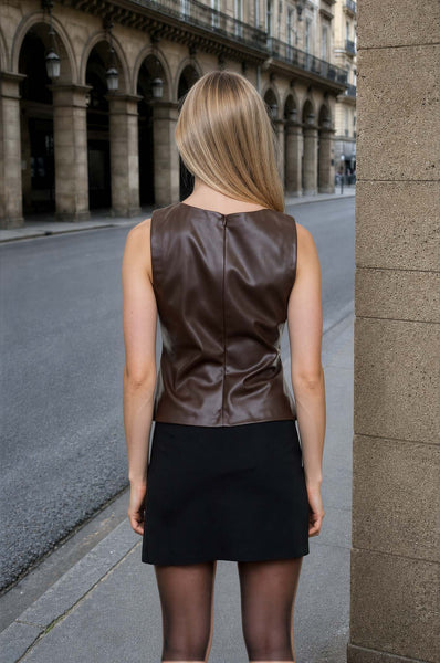 Blusa café piel
