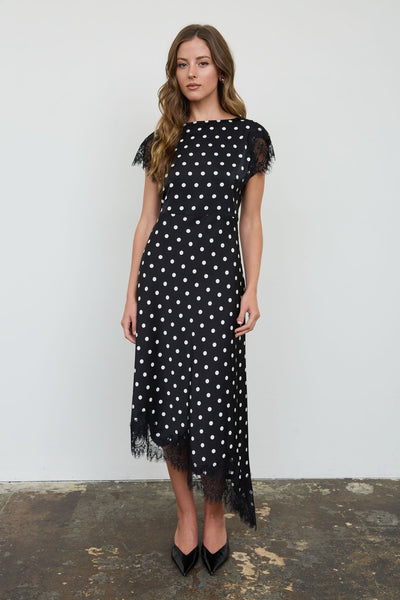 Vestido negro lunares