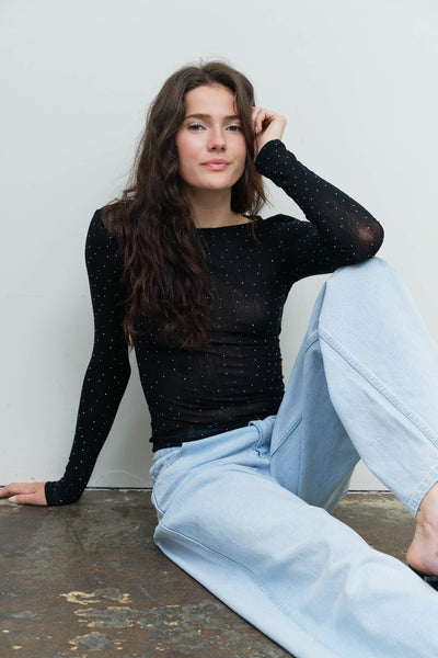 Blusa negra brillo