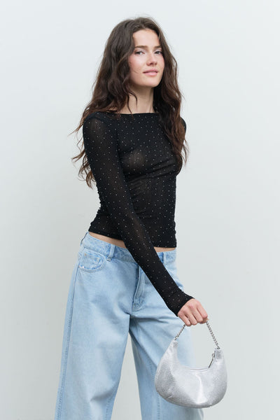 Blusa negra brillo