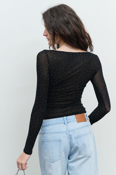 Blusa negra brillo
