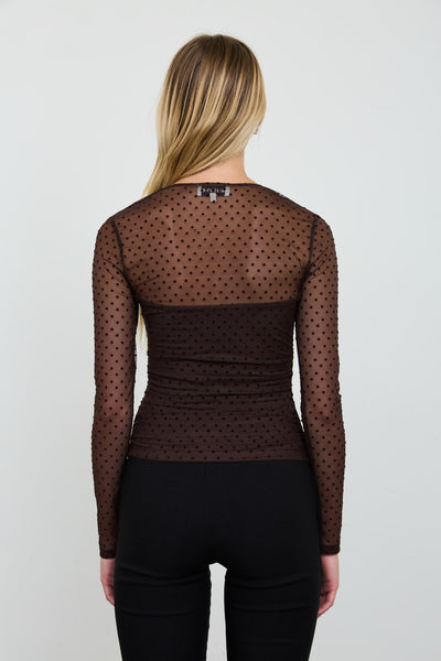 Blusa café mesh