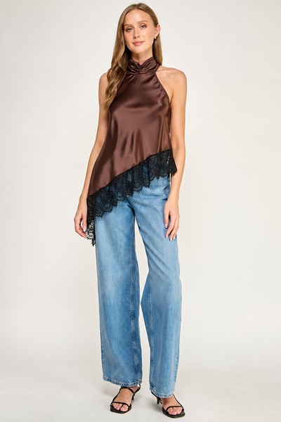Blusa café halter
