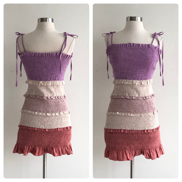 Vestido lavanda corrugado