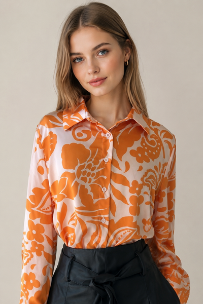 Blusa camisola naranja formal