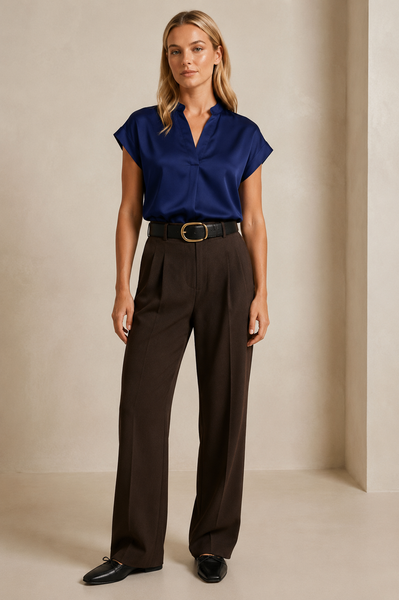 Blusa azul satín
