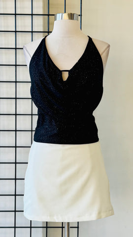 Crop top negro brillos