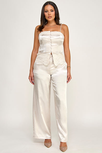 Conjunto beige satín