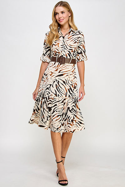 Vestido animal print a media pierna