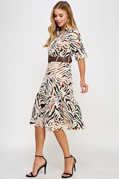 Vestido animal print a media pierna