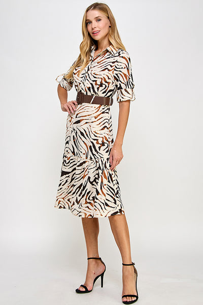 Vestido animal print a media pierna