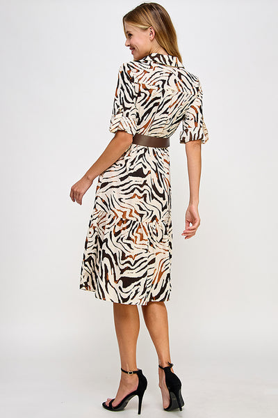 Vestido animal print a media pierna