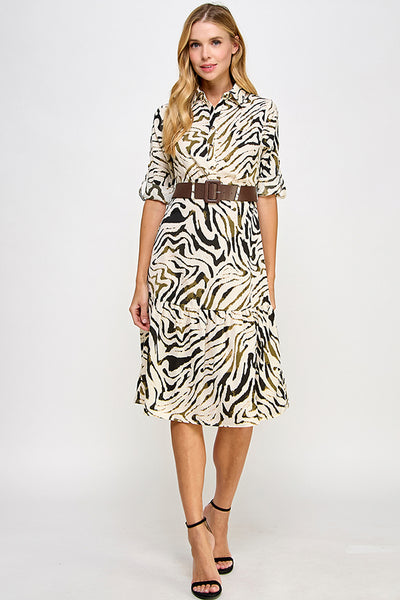 Vestido animal print a media pierna