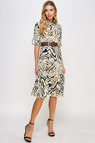 Vestido animal print a media pierna