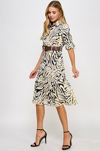 Vestido animal print a media pierna