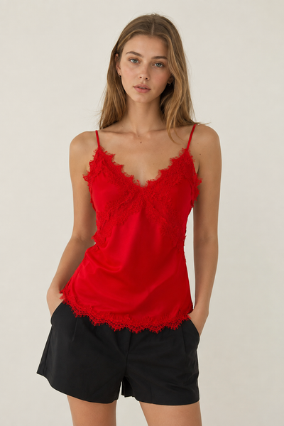 Blusa roja tirante encaje