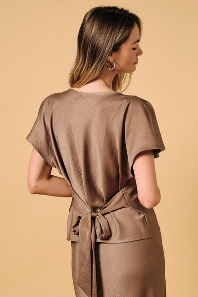 Blusa beige moca manga