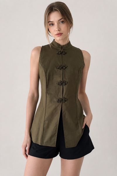 Blusa verde sin manga napoléon