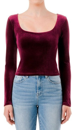 Crop top vino terciopelo