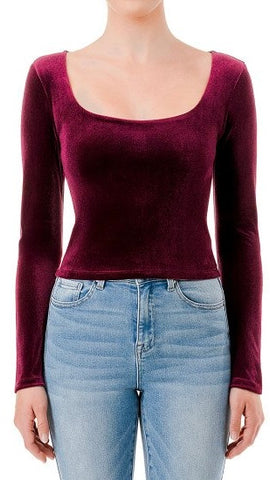 Crop top vino terciopelo