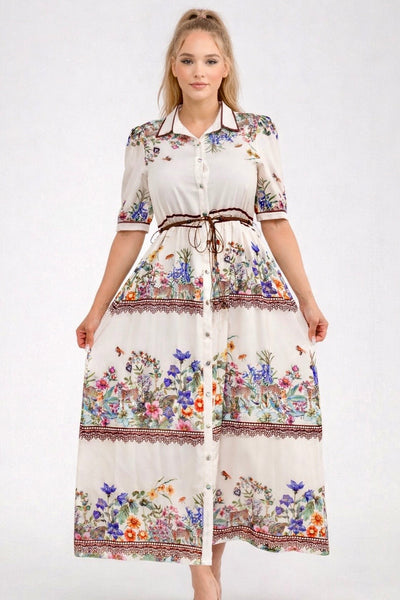 Vestido flores a media pierna