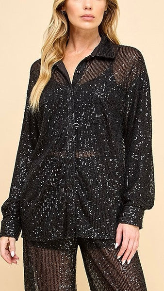 Blusa negra lentejuela