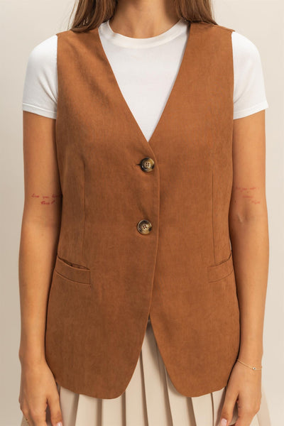 Chaleco café largo