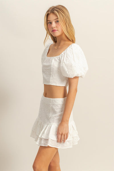 Conjunto blanco tela bordada
