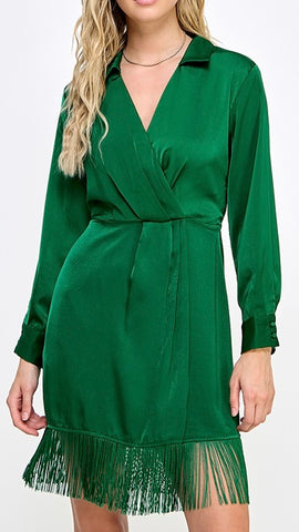 Vestido verde fringe