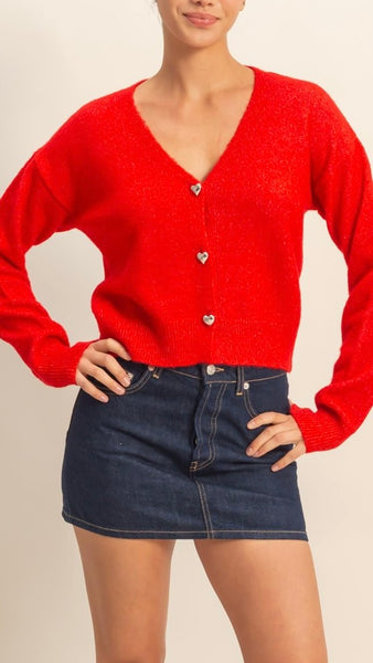Suéter rojo cardigan