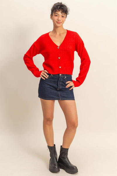 Suéter rojo cardigan