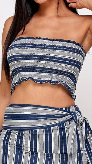 Crop top azul corrugado