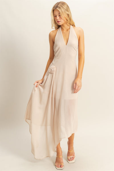 Vestido beige a media pierna