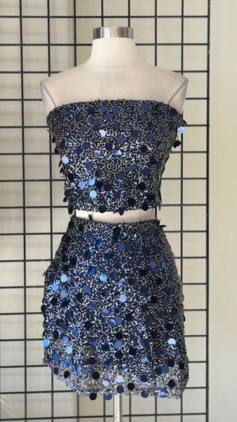 Vestido azul lentejuela