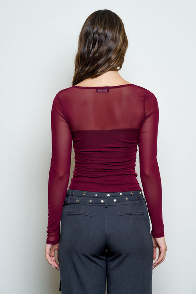 Blusa vino mesh
