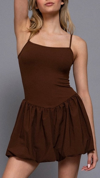 Vestido café burbuja