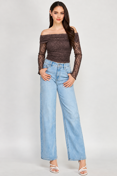 Blusa café encaje