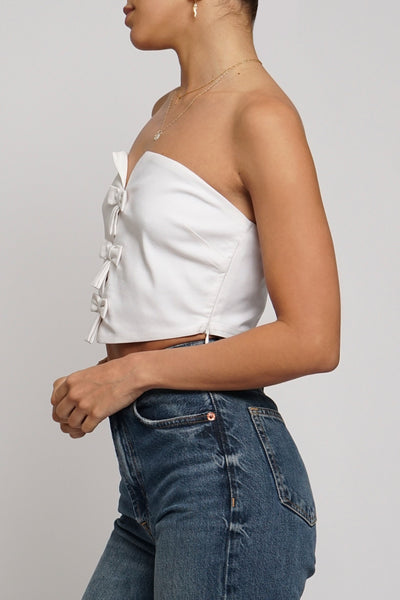 Crop top blanco moños