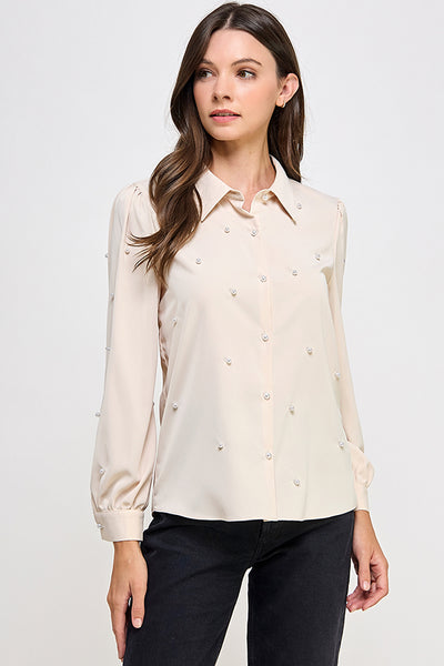 Blusa beige botones camisola