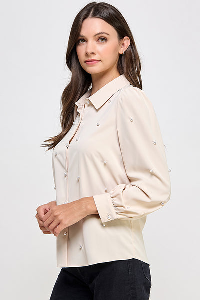 Blusa beige botones camisola